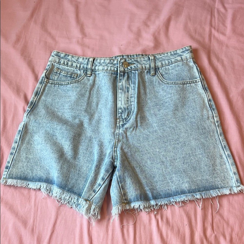 Denim Frayed Hem Women Shorts